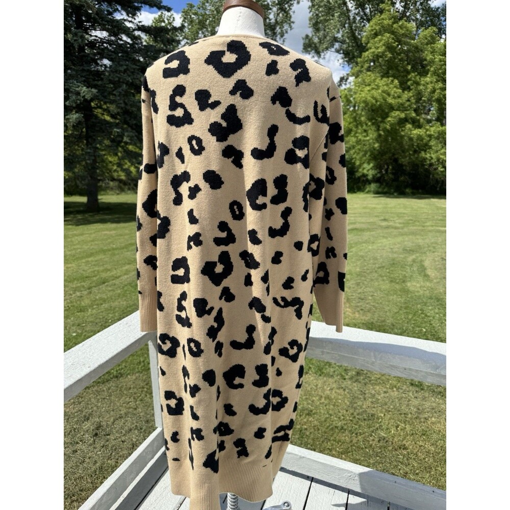 NWT Jack + Avery Leopard Animal Print Caridgan Sweater Womens Large - Picture 4 of 7